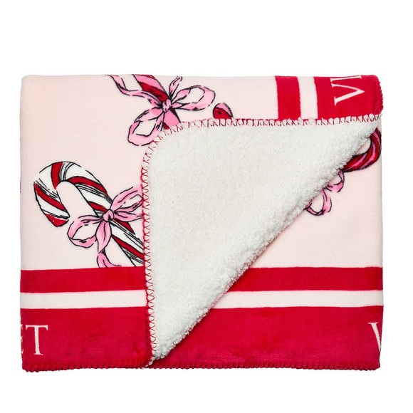 🎀🆕Victoria’s Secret Candy Cane 3-Piece Pajama Set + Tote & Blanket NWT Sz L - Picture 6 of 10